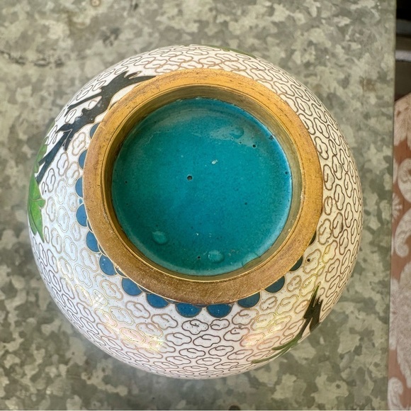 VTG Japanese Handmade Cloisonné Vase Floral Design - Picture 10 of 10